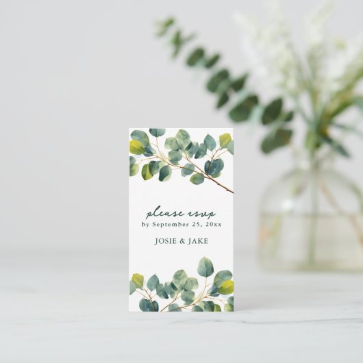 Eucalyptus vertakking qr code bruiloft rvp behuizi informatiekaartje (Staand voorkant)