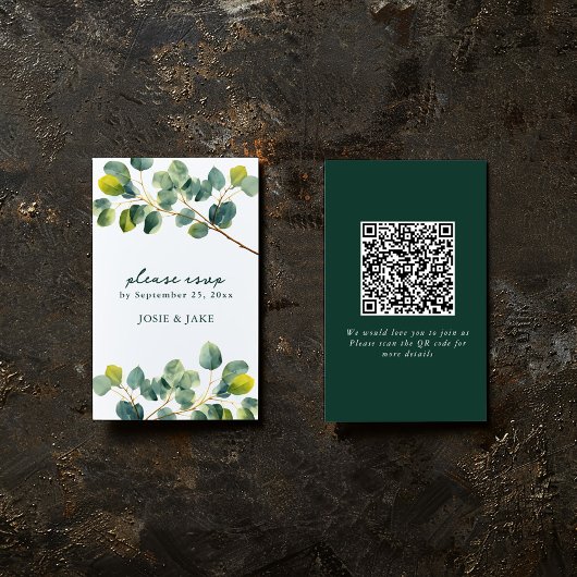 Eucalyptus vertakking qr code bruiloft rvp behuizi informatiekaartje