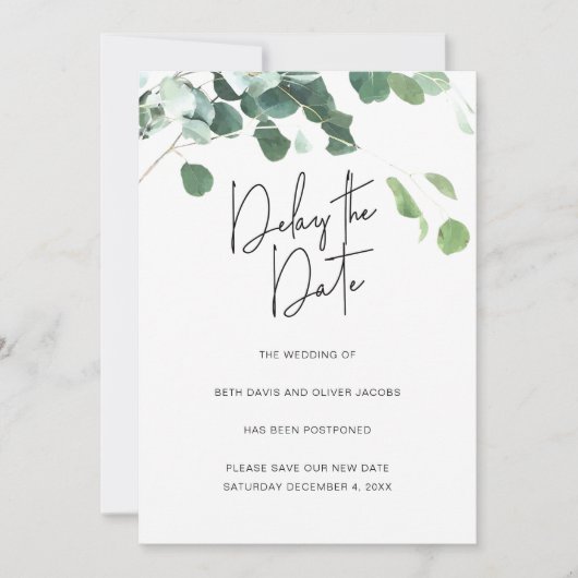 Eucalyptus Vertraging Datum huwelijk uitstellen Aankondiging (Voorkant)