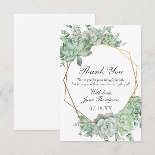 Eucalyptus Vetplant Groene Rand Bruiloftsfeest Bedankkaart (Voorkant / Achterkant)
