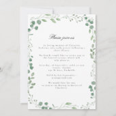 Eucalyptus viering van het leven begrafenis wit kaart (Achterkant)