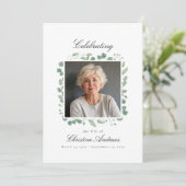 Eucalyptus viering van het leven begrafenis wit kaart (Staand voorkant)