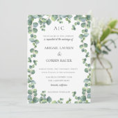 Eucalyptus Vine Lijst huwelijksuitnodiging Kaart (Staand voorkant)
