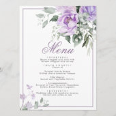 Eucalyptus Violet Bloemen Trouwmenu 5x7 Menu (Voorkant)