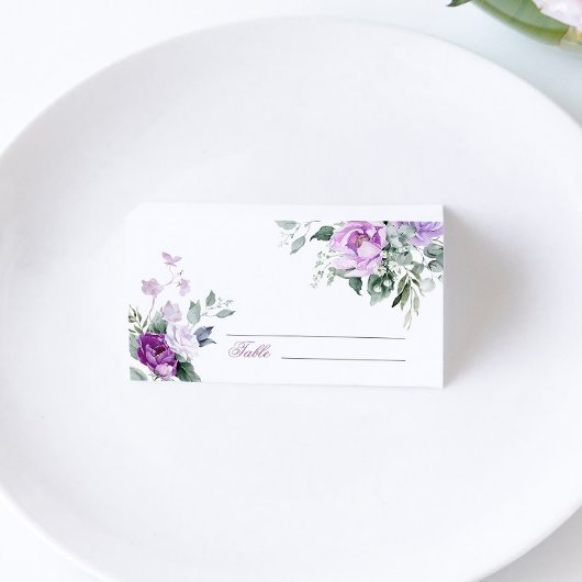 Eucalyptus Violet Bloemen Trouwplaats Kaart Plaatskaartje