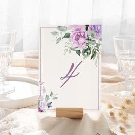 Eucalyptus Violet Bloemen Trouwtafel Nummer Kaart