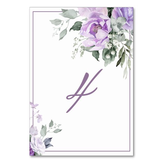 Eucalyptus Violet Bloemen Trouwtafel Nummer Kaart (Achterkant)
