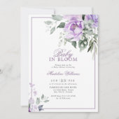 Eucalyptus Violet Flowers Baby in Bloom Shower Kaart (Voorkant)