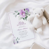 Eucalyptus Violet Flowers Baby in Bloom Shower Kaart