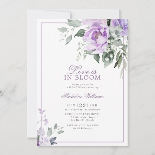 Eucalyptus Violet Flowers Love is in Bloom Shower Kaart (Voorkant)