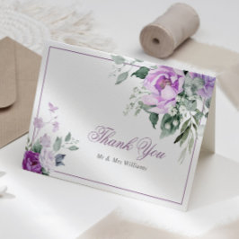 Eucalyptus Violet Flowers Wedding Dank je wel kaar Bedankkaart