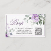 Eucalyptus Violet Flowers Wedding QR Code RSVP Informatiekaartje (Voorkant)