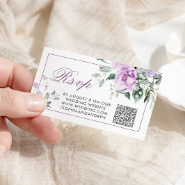 Eucalyptus Violet Flowers Wedding QR Code RSVP Informatiekaartje