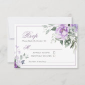 Eucalyptus Violet Flowers Wedding RSVP Kaart (Voorkant)