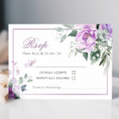 Eucalyptus Violet Flowers Wedding RSVP Kaart