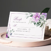 Eucalyptus Violet Flowers Wedding RSVP Kaart