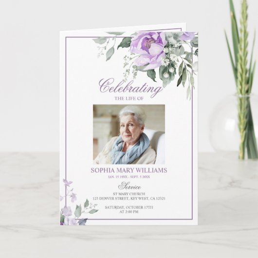 Eucalyptus Violet Fotoherdenkingsprogramma's Kaart (Voorkant)