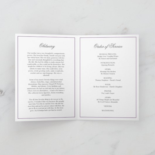 Eucalyptus Violet Fotoherdenkingsprogramma's Kaart (Binnen)