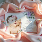 Eucalyptus Violette Bloemen Foto Meisje Doop Kaart