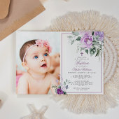 Eucalyptus Violette Bloemen Foto Meisje Doop Kaart