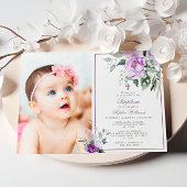 Eucalyptus Violette Bloemen Foto Meisje Doop Kaart