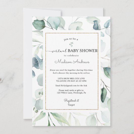 Eucalyptus Virtual Baby shower Kaart (Voorkant)