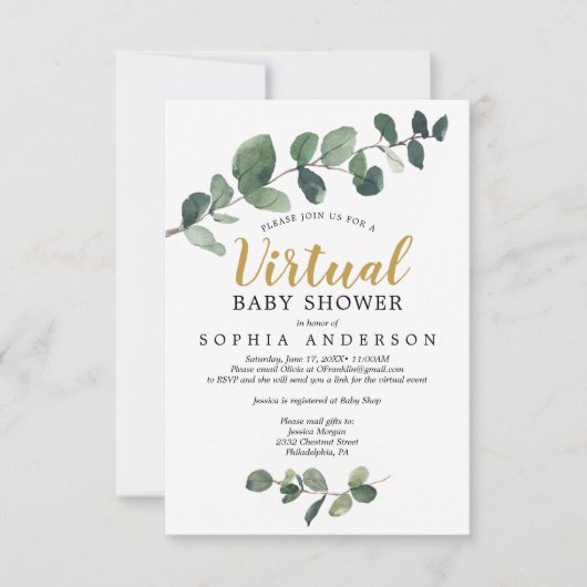 eucalyptus virtueel Baby shower uitnodiging (Voorkant)
