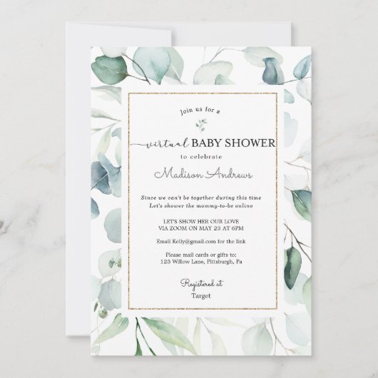 Eucalyptus Virtuele Baby Shower Kaart (Voorkant)