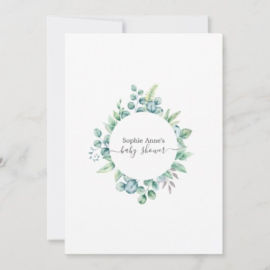 Eucalyptus virtuele Baby shower per post laden Kaart (Achterkant)