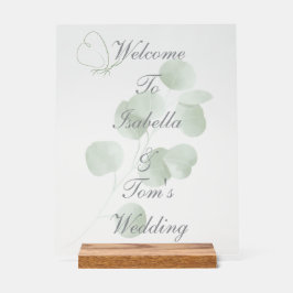 Eucalyptus & Vlinder Botanische Trouwkaart Acryl Bord