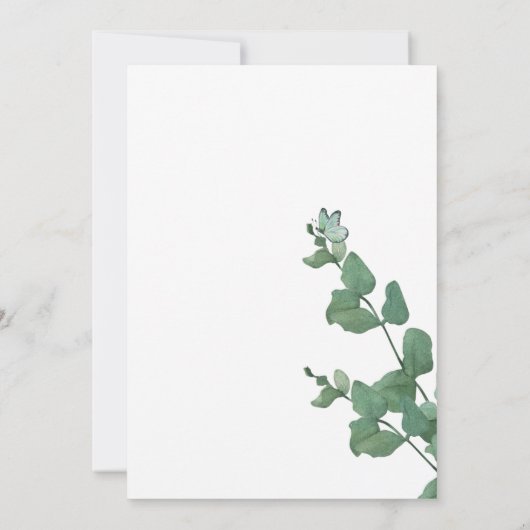 Eucalyptus vlinder bruids douche uitnodiging (Achterkant)