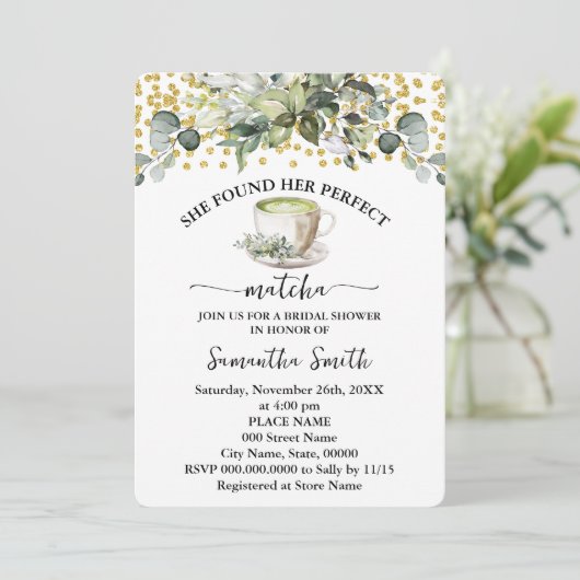 Eucalyptus vond haar perfecte Matcha-Vrijgezellenf Kaart (Staand voorkant)