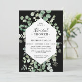 Eucalyptus Vrijgezellenfeest Black Invitation Kaart (Staand voorkant)