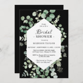 Eucalyptus Vrijgezellenfeest Black Invitation Kaart (Voorkant / Achterkant)