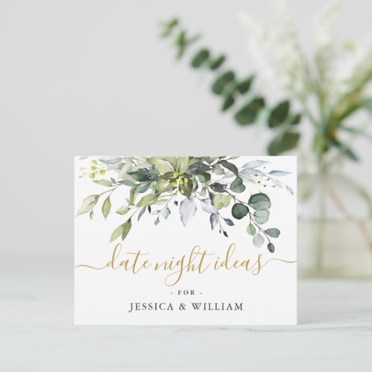 Eucalyptus Vrijgezellenfeest Datum nacht Ideale ka Briefkaart (Staand voorkant)