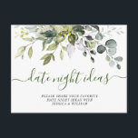 Eucalyptus Vrijgezellenfeest Datum nacht Ideale ka Briefkaart<br><div class="desc">Voor verdere aanpassing,  te klikken gelieve de "pas verder"verbinding aan en ons ontwerphulpmiddel te gebruiken om deze sjabloon te wijzigen. Neem contact met me op als je hulp of overeenkomende objecten nodig hebt.</div>