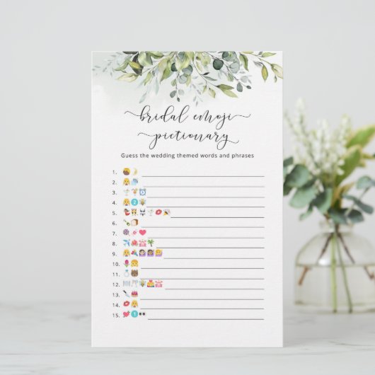 Eucalyptus vrijgezellenfeest emoji pictionary game (Staand voorkant)