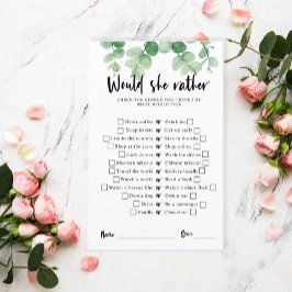 Eucalyptus Vrijgezellenfeest Game Zou ze liever wi