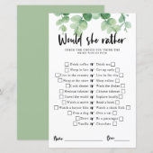 Eucalyptus Vrijgezellenfeest Game Zou ze liever wi (Voorkant / Achterkant)