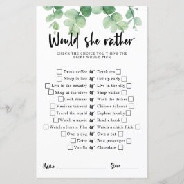 Eucalyptus Vrijgezellenfeest Game Zou ze liever wi