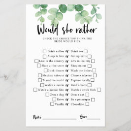 Eucalyptus Vrijgezellenfeest Game Zou ze liever wi Flyer