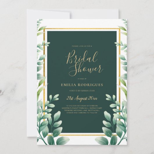 Eucalyptus VRIJGEZELLENFEEST Greenery Gold QR Code Kaart (Voorkant)