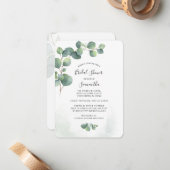 Eucalyptus Vrijgezellenfeest Greenery Invitation Notitiekaartje (Voorkant / Achterkant in situ)