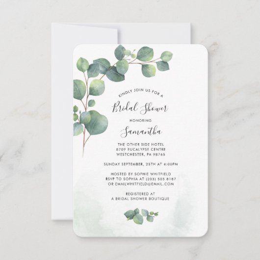 Eucalyptus Vrijgezellenfeest Greenery Invitation Notitiekaartje (Voorkant)