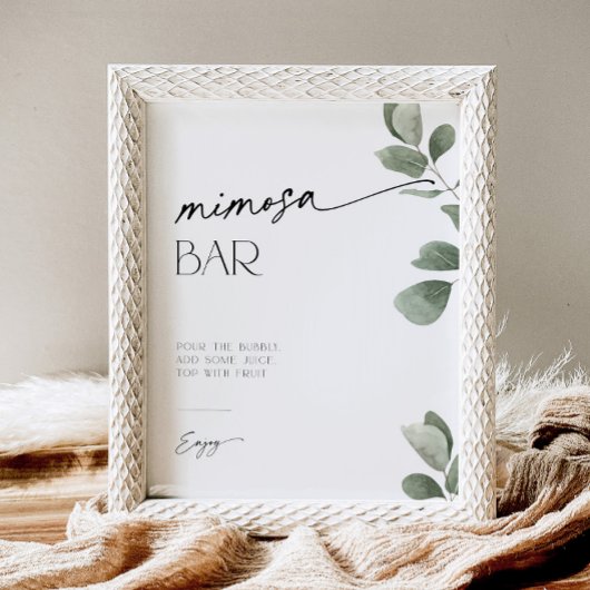 Eucalyptus Vrijgezellenfeest Mimosa Bar Reclamebord Met Voetstuk