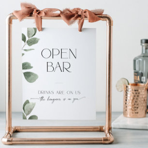 Eucalyptus Vrijgezellenfeest Open Bar Drinken zijn Reclamebord Met Voetstuk