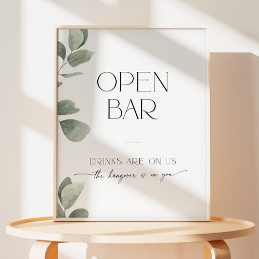 Eucalyptus Vrijgezellenfeest Open Bar Drinken zijn Reclamebord Met Voetstuk