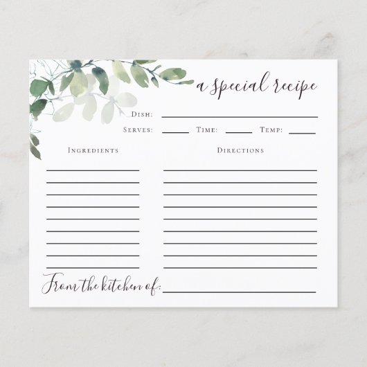 Eucalyptus Vrijgezellenfeest Recipcard (Voorkant)