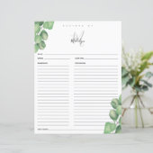 Eucalyptus Vrijgezellenfeest Recipcard (Staand voorkant)