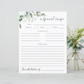 Eucalyptus Vrijgezellenfeest Recipcard (Staand voorkant)